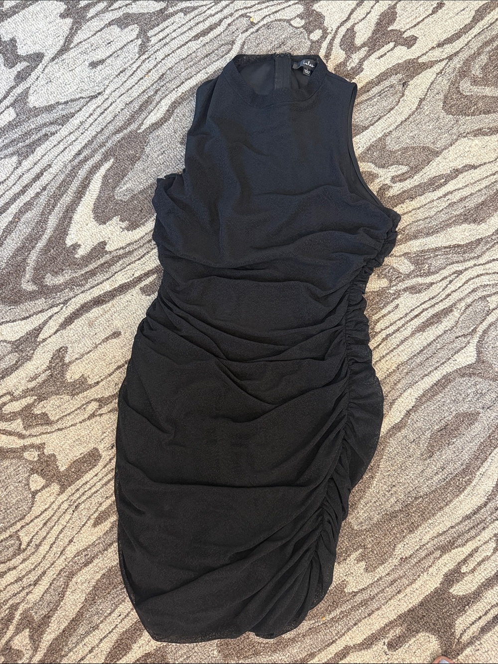 Lulu's Black Sleeveless Ruched Mini Dress
